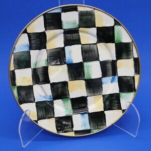 Vtg 1995 Camp MacKenzie Childs Salad Plate Roasted Marshmallow Courtly Check b